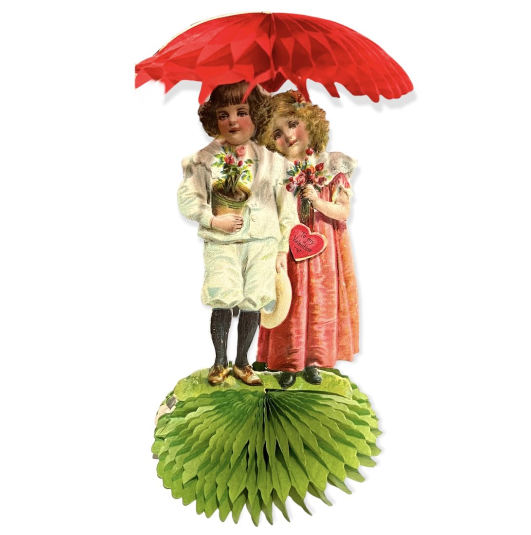 Fold Out Die Cut Victorian Valentine Couple Umbrella (1 of 7)