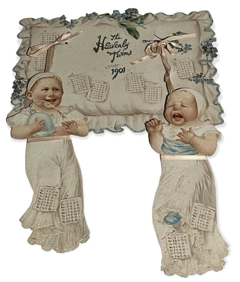 Raphael Tuck 1901 Heavenly Twins Calendar: Raphael Tuck & Sons 1901 Heavenly Twins calendar. It measures 16 inches by 11.5 inches.