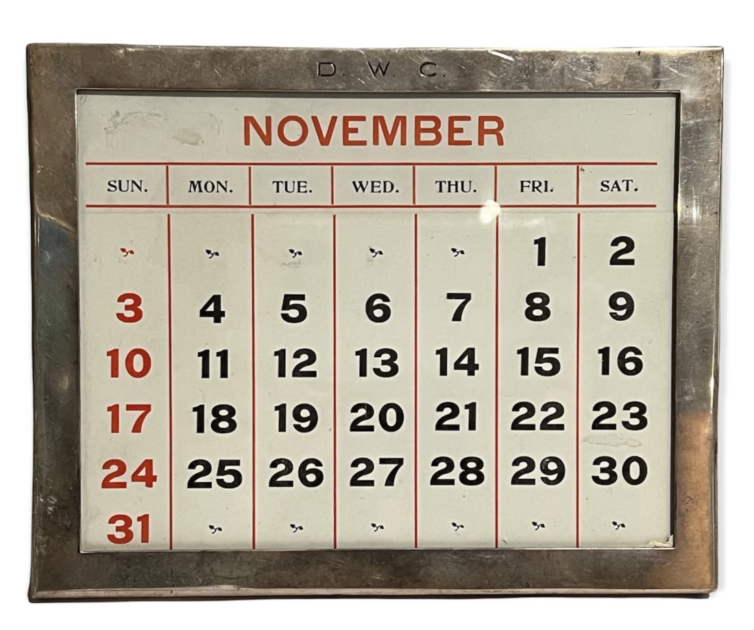 Early 20th Century Perpetual Calendar in Sterling Frame (1 of 7)