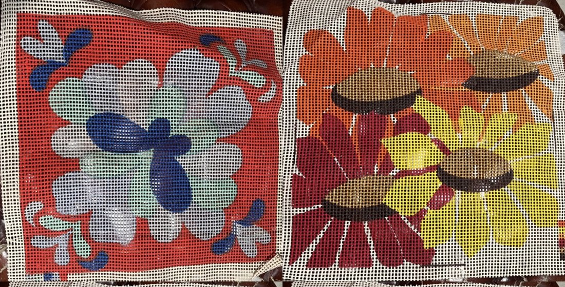 2 Vintage Flower Power 1960s 1970s Hooked Rug Patterns (1 of 5)