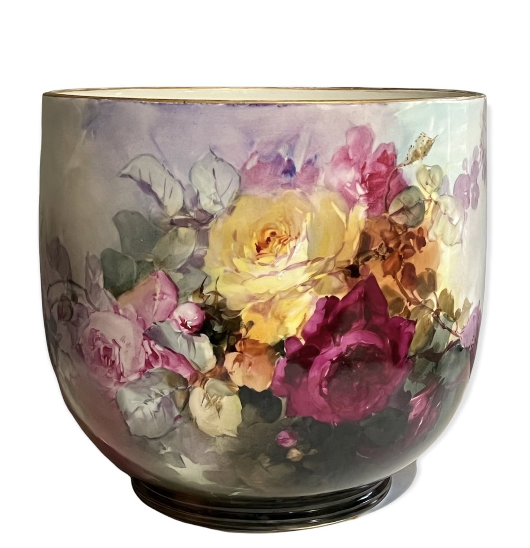 Monumental Size Limoges Porcelain Planter with Roses (1 of 9)