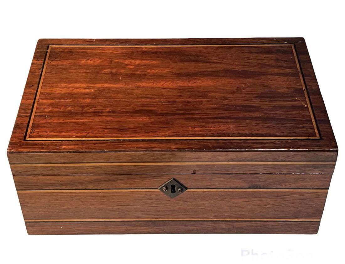 Antique Box with Line Inlay and Mirror (1 of 10)