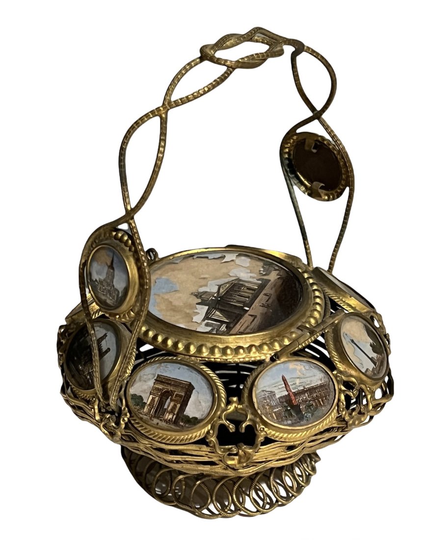 Victorian Grand Tour France Souvenir Wire Basket (1 of 15)