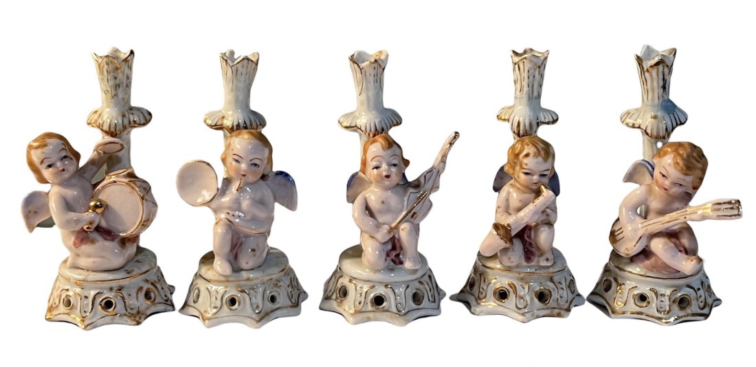 Set of 5 Chreubs with Instruments Porcelain Place Card (1 of 10)