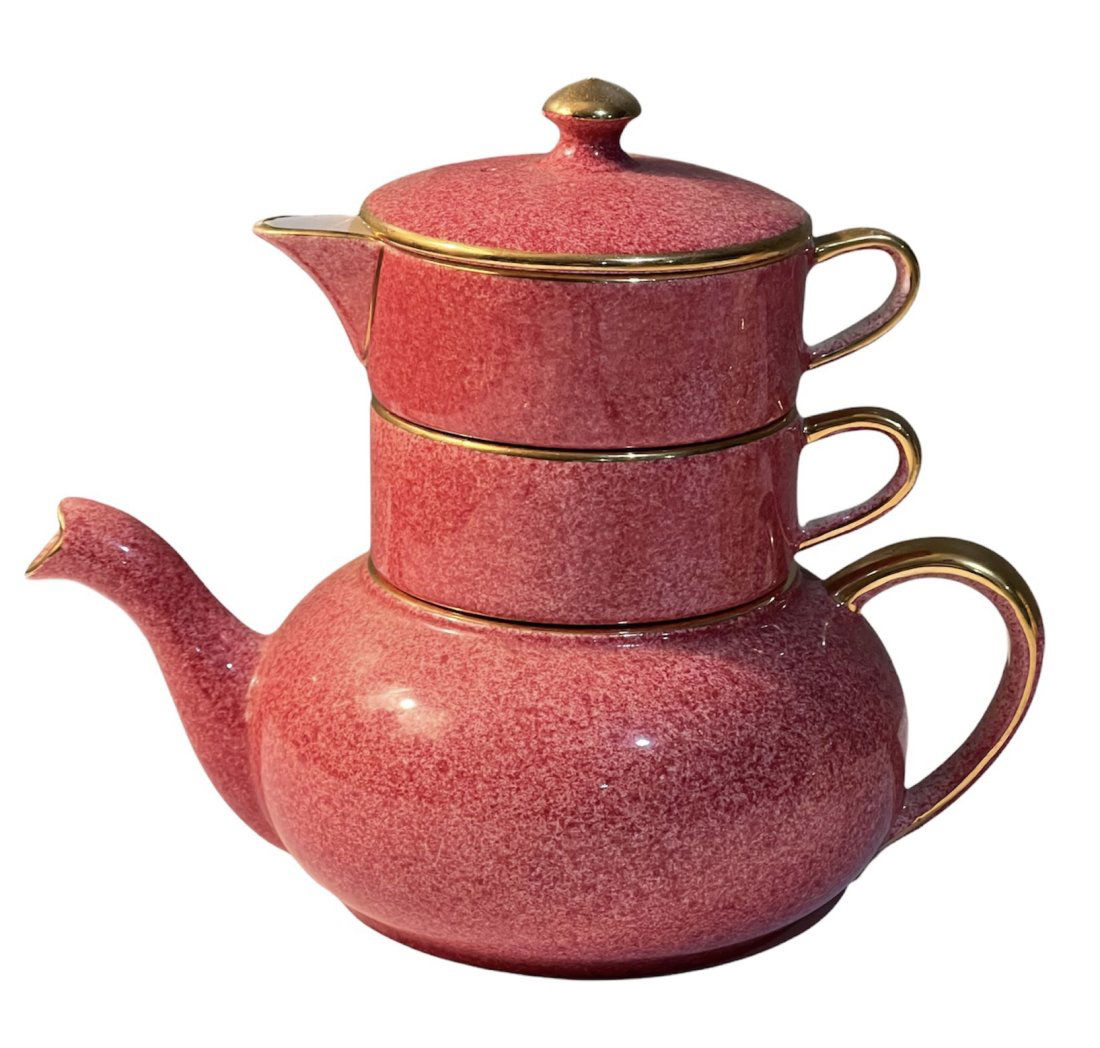 Royal Winton Mottled Pink Stacking Mini Teapot (1 of 6)
