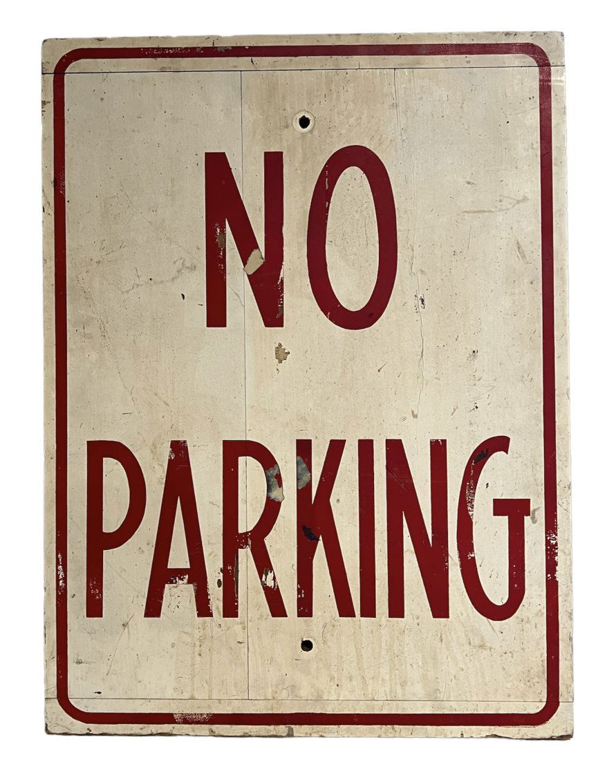 1950s Hand Painted on Wood No Parking Sign with Class of 1960 UNH Writing on Back (1 of 6)