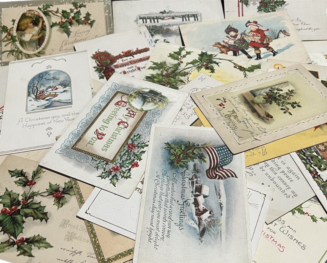Lot of 50 Antique Victorian Christmas Postcards Some Embossed (1 of 9)