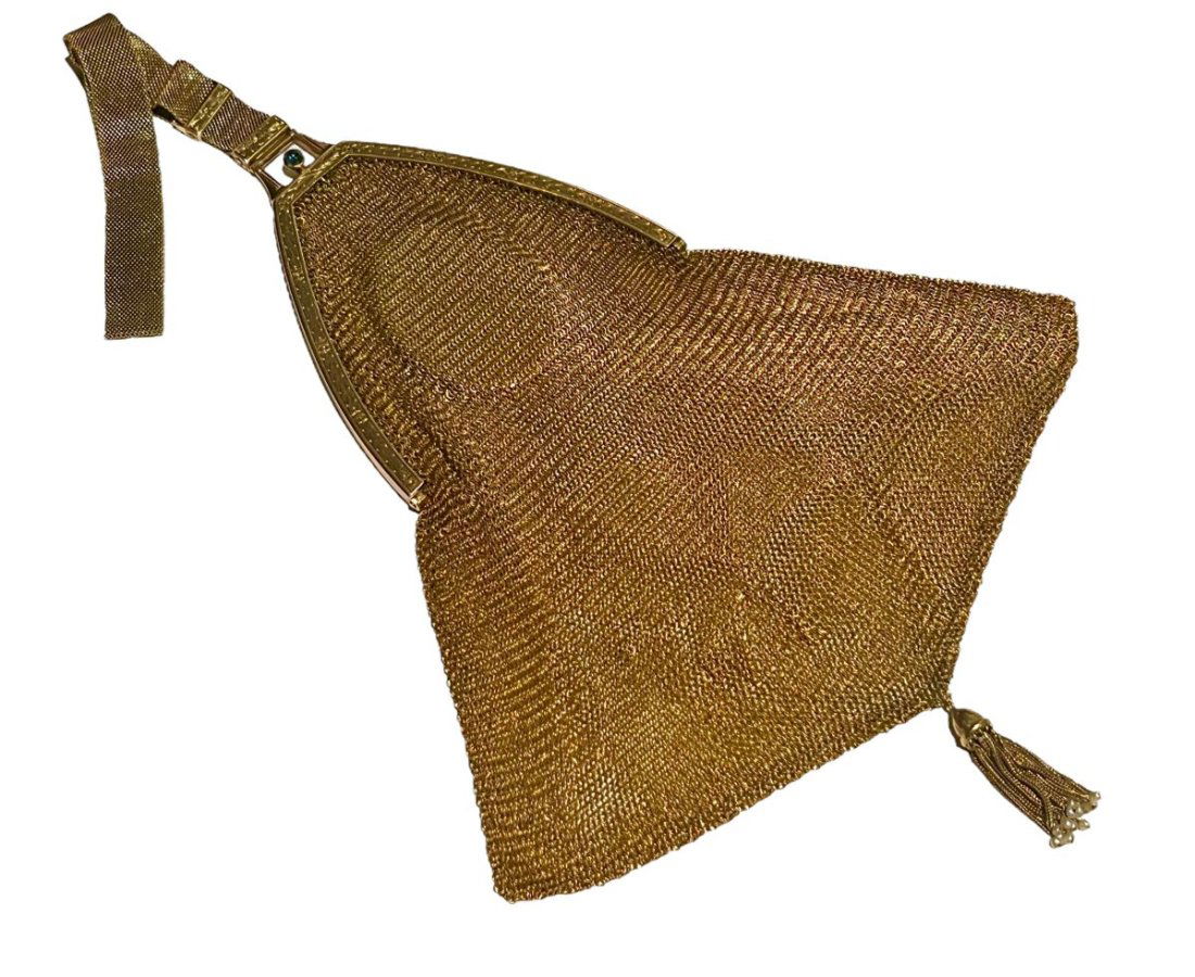 Solid 14K Gold Victorian Mesh Purse with Mirror (1 of 6)