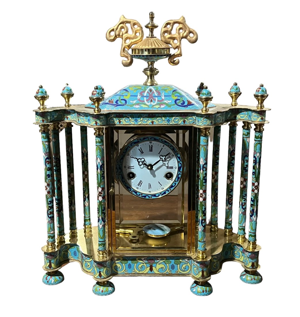 Chinese Gilt Cloisonné Enamel Mantel Clock (1 of 3)