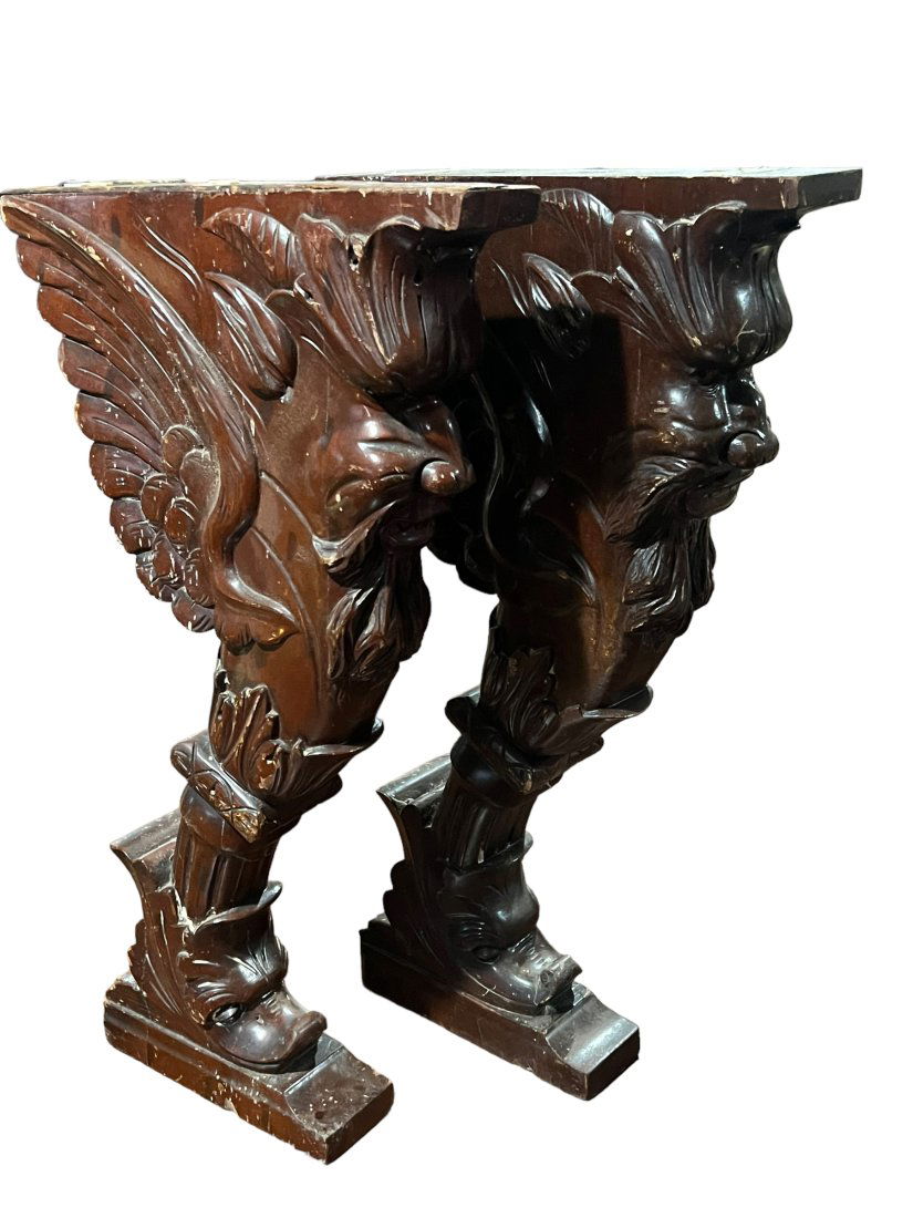 Pair of Victorian Finely Hand Carved Winged Griffin Architectural Supports (1 of 5)