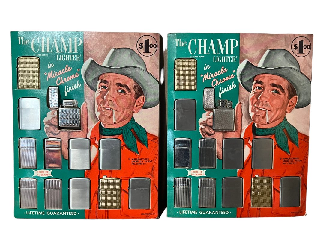 Lot of 2 The Champ Lighter Never Used Store Displays with Lighters (1 of 3)