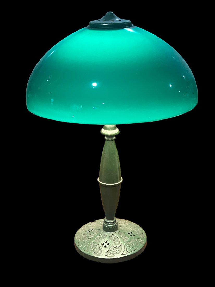 Victorian Green Case Glass Table Lamp (1 of 4)