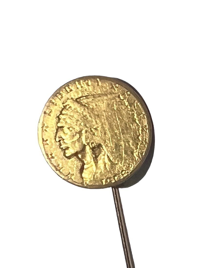 1908 Indian Head $2.50 Coin Made into a Stick Pin (1 of 3)