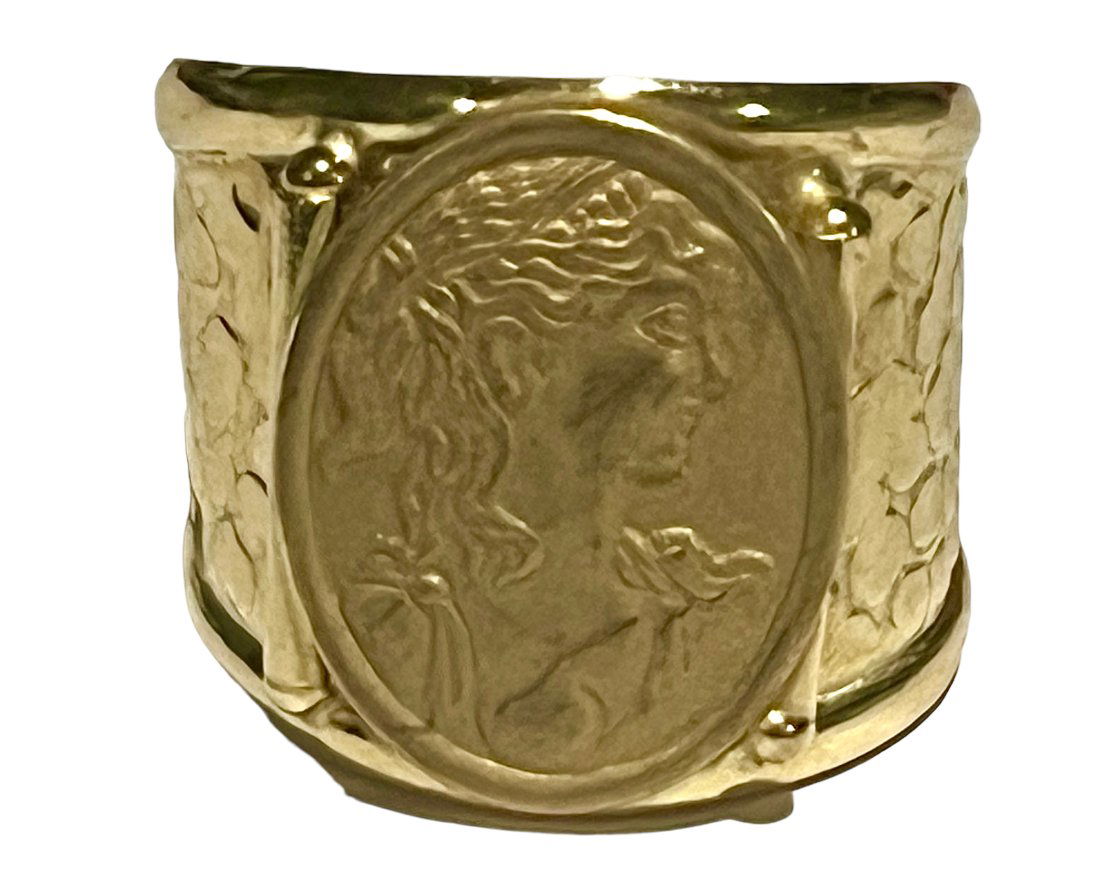 18K Gold Cigar Band Cameo Ring (1 of 7)