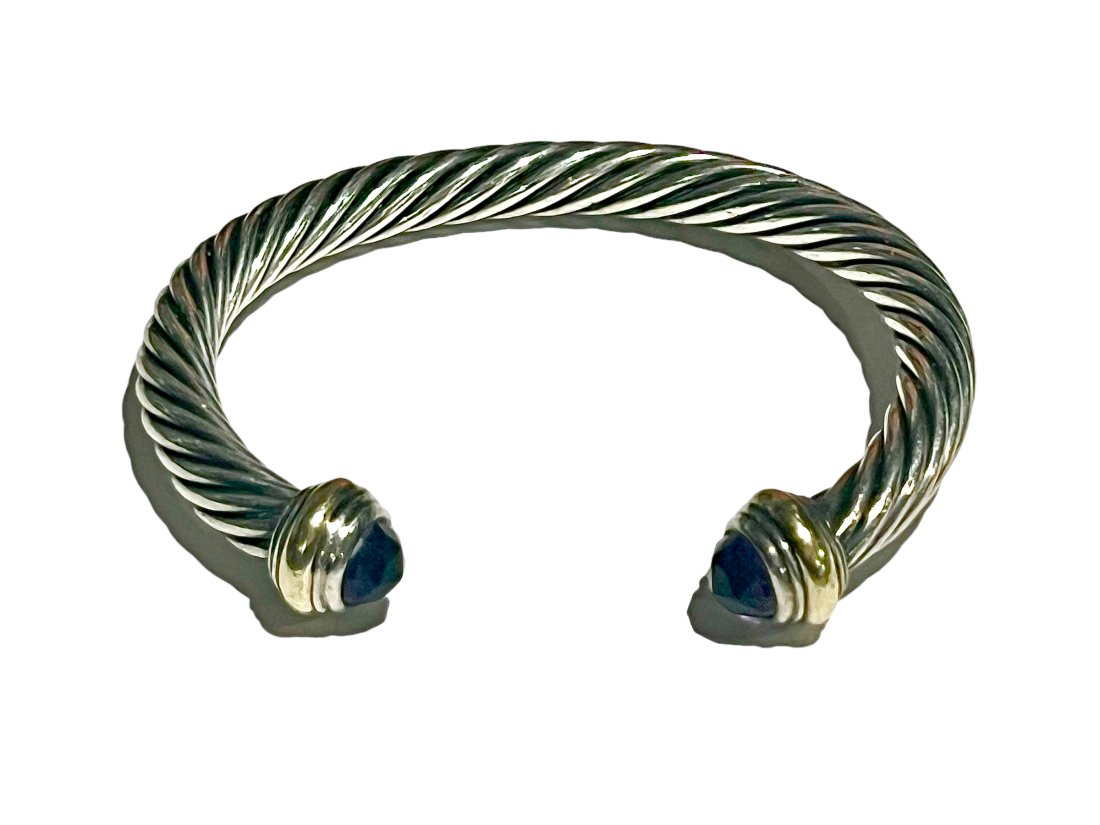 David Yurman Sterling and 14K Classic Cable Bracelet with Amethysts (1 of 6)