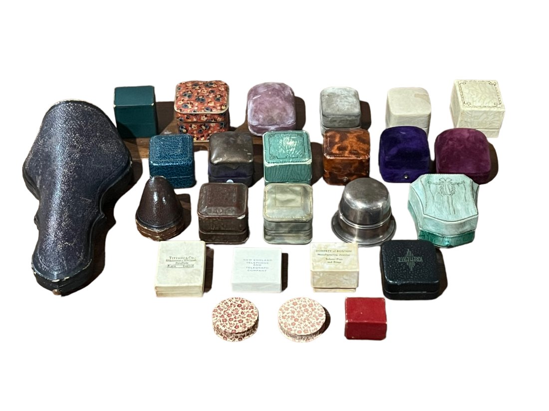 Lot of 25 Vintage and Antique Jewelry Store Boxes some with Advertising Including Tiffany (1 of 8)