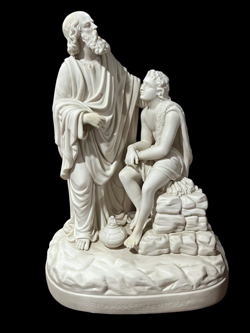 Large Parian Ware Biblical Scene of Abraham Offering Isaac (1 of 6)