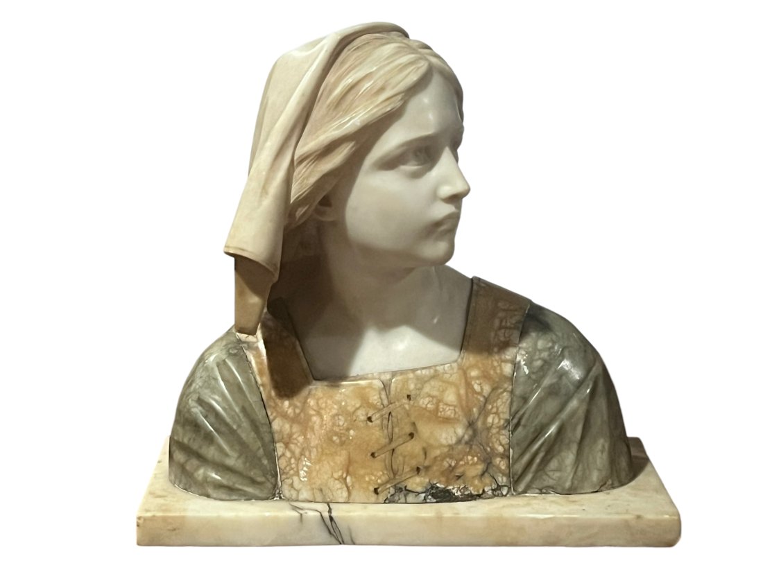 Antique Victorian Marble Bust Sculpture of Jeanne d'Arc (1 of 5)