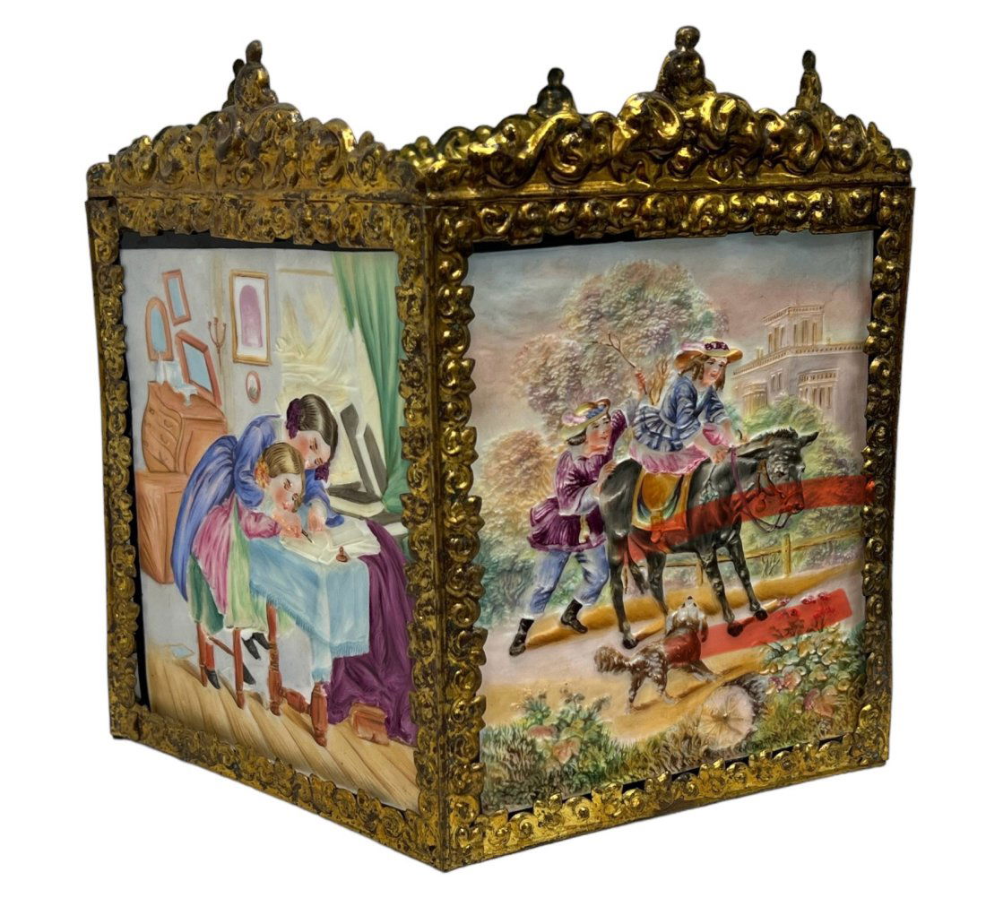 Antique Lithophane Panel Lamp Shade 5 Panels (1 of 10)