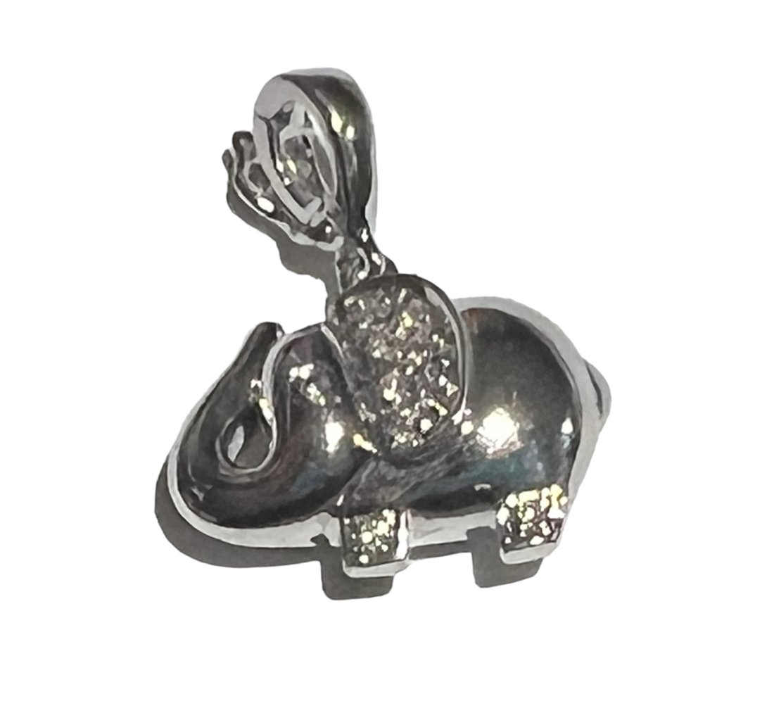 14K White Gold Good Luck Elephant Charm with Diamonds (1 of 5)
