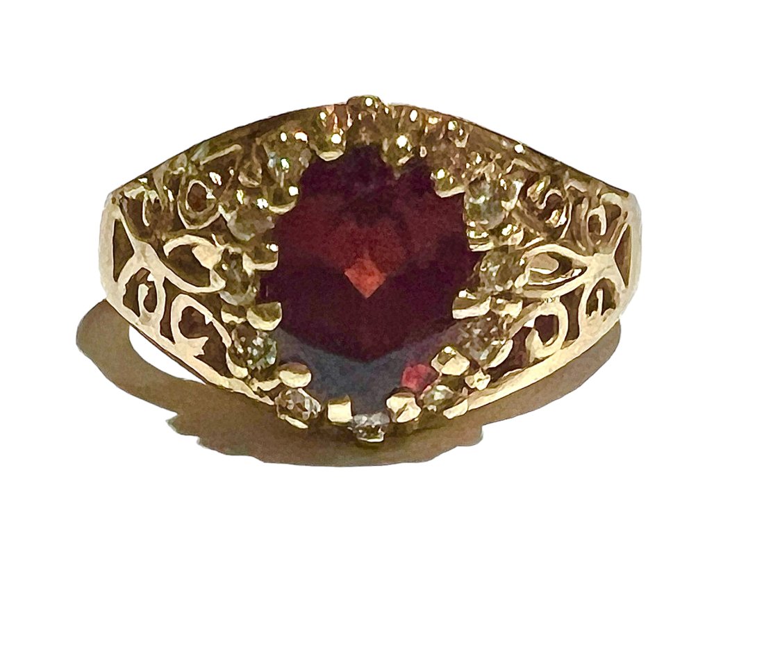 14K Gold Garnet and Diamond Ring (1 of 6)