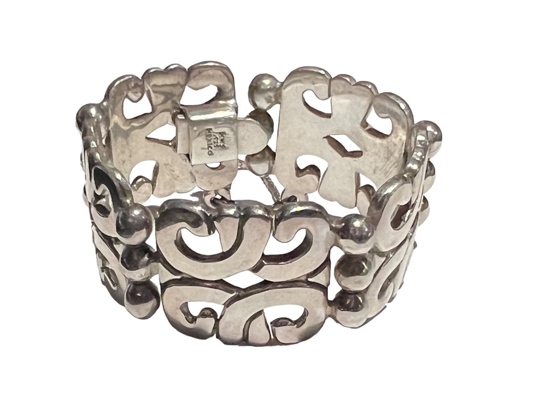 Mark Wasserman Samara Sterling Silver 925 Mexico Link Hinged Bracelet Signed MWS (1 of 4)