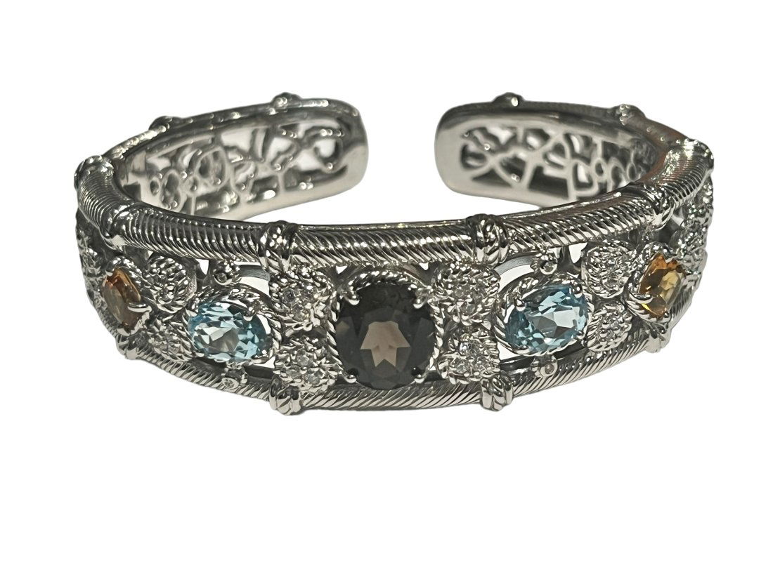 Judith Ripka Sterling Silver and Multi-Stone Hinged Bracelet (1 of 8)