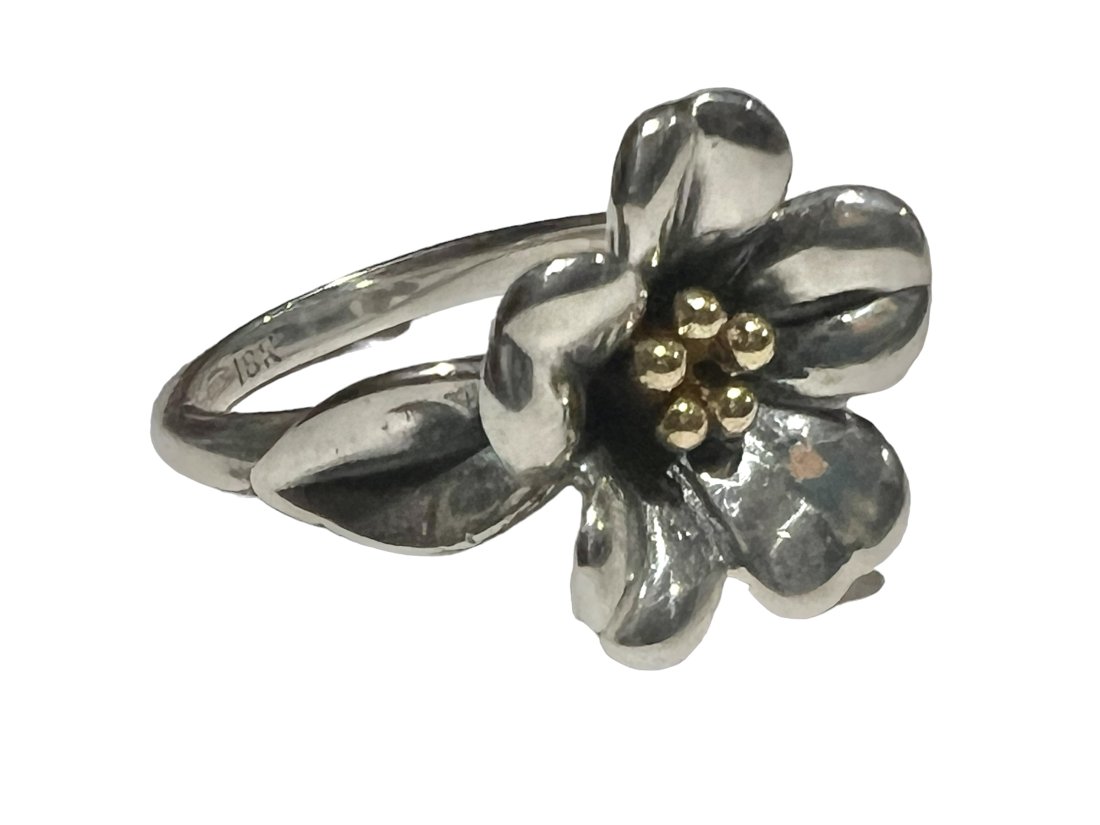 Avery 18K and Sterling Silver Flower Ring (1 of 6)