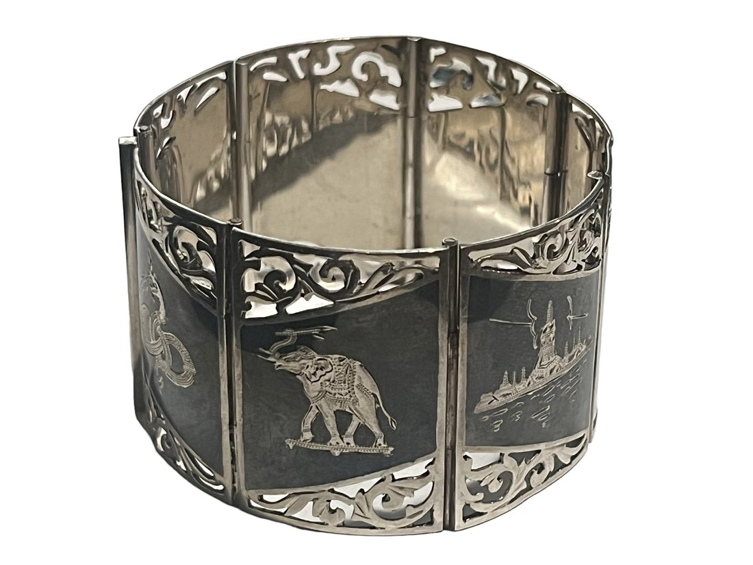 Siam Sterling Wide Panel Bracelet 7 Pictorial Panels (1 of 6)