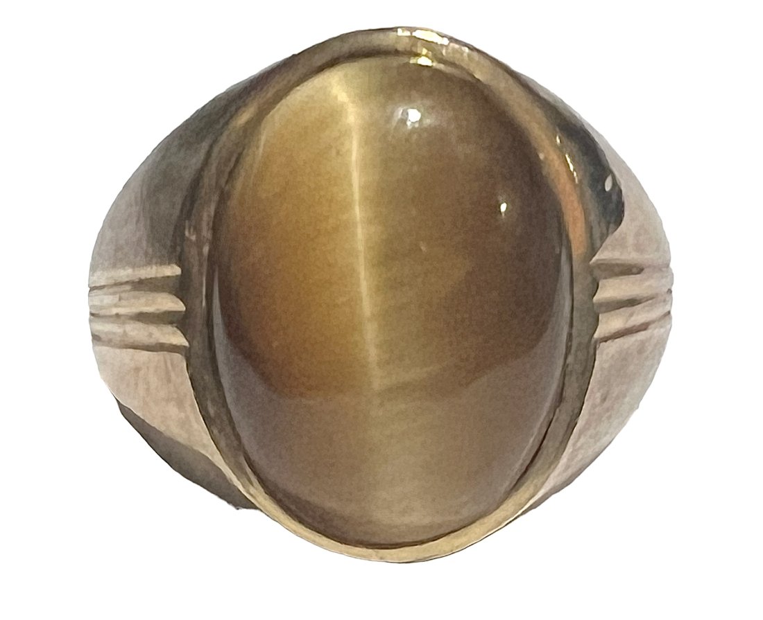 Estate 9K Gold Tiger’s Eye Ring Large Size (1 of 5)