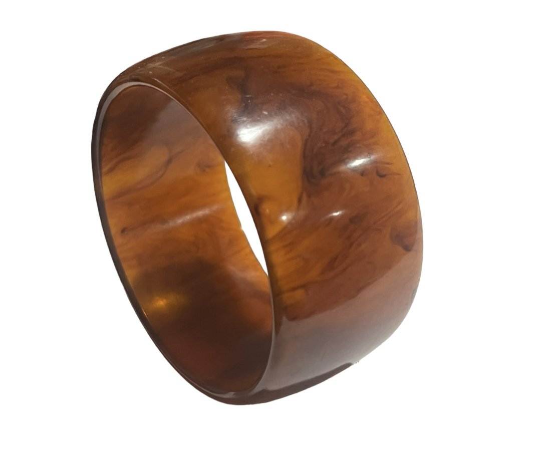 Vintage Bakelite Translucent Marbleized Wide Bracelet (1 of 6)