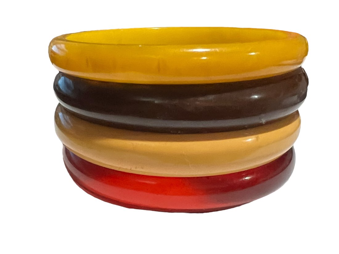 Lot of 4 Vintage Bakelite Bracelets Butterscotch Brown and Red (1 of 7)