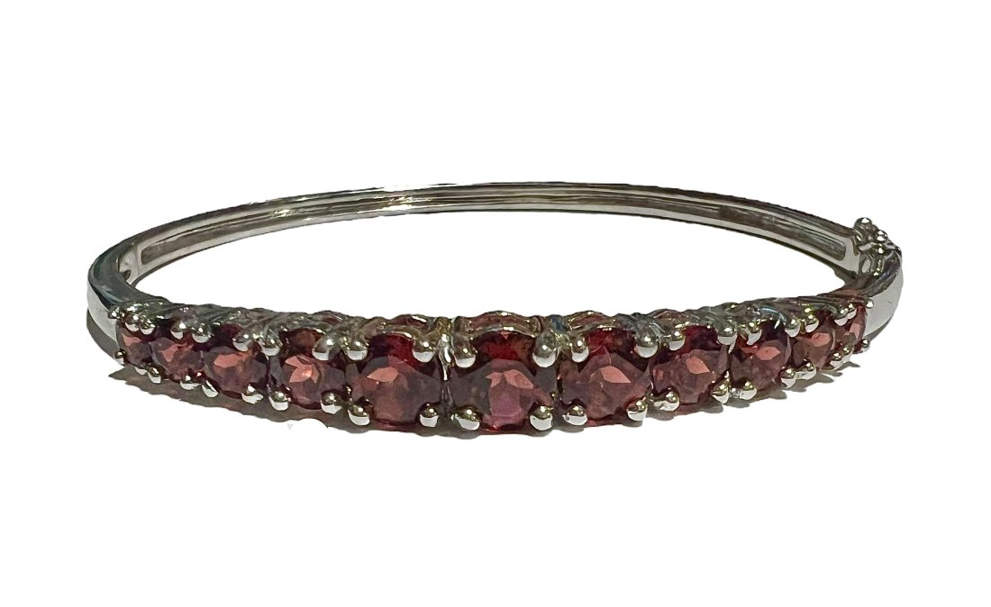Contemporary Sterling Silver and Garnet Bracelet (1 of 6)