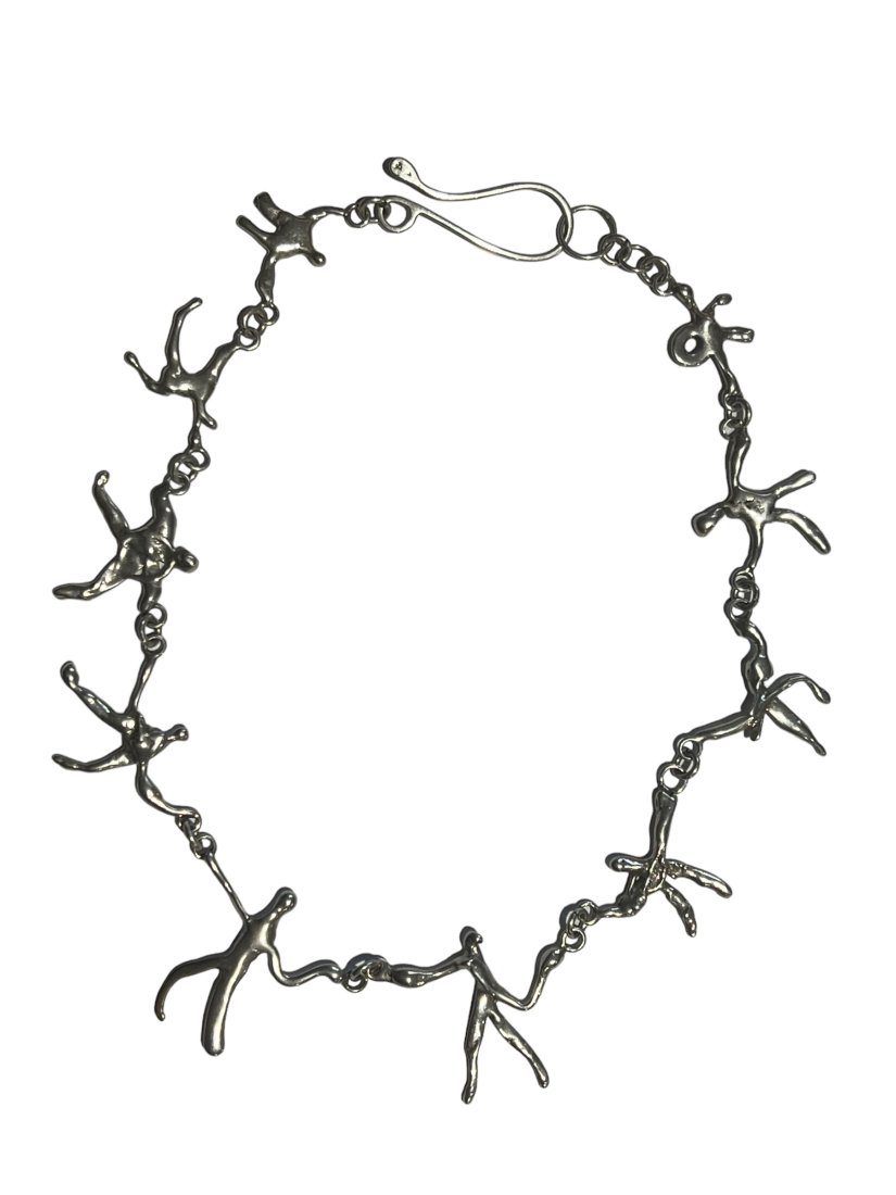 Mid Century Modern Brutalist Sterling Silver Figural Necklace Artisan Made (1 of 5)