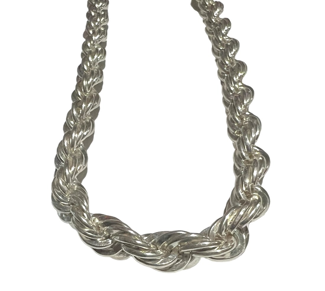 Heavy Duty Sterling Silver Rope Chain 24 Inches: Heavy Duty Sterling Silver Rope Chain 24 Inches. It weighs 63 grams.