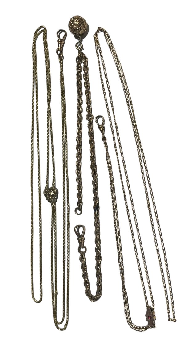 Lot of 3 Antique Gold Filled PocketWatch Chains 2 with Slides (1 of 5)