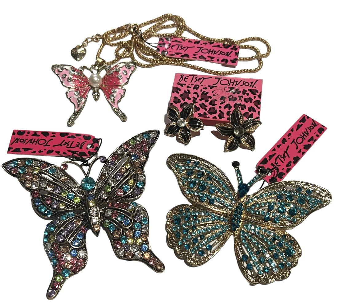 Lot of Vintage Betsy Johnson Butterfly Jewelry with Tags: Lot of Vintage Betsy Johnson Butterfly Jewelry with Tags. What you see is what you get!