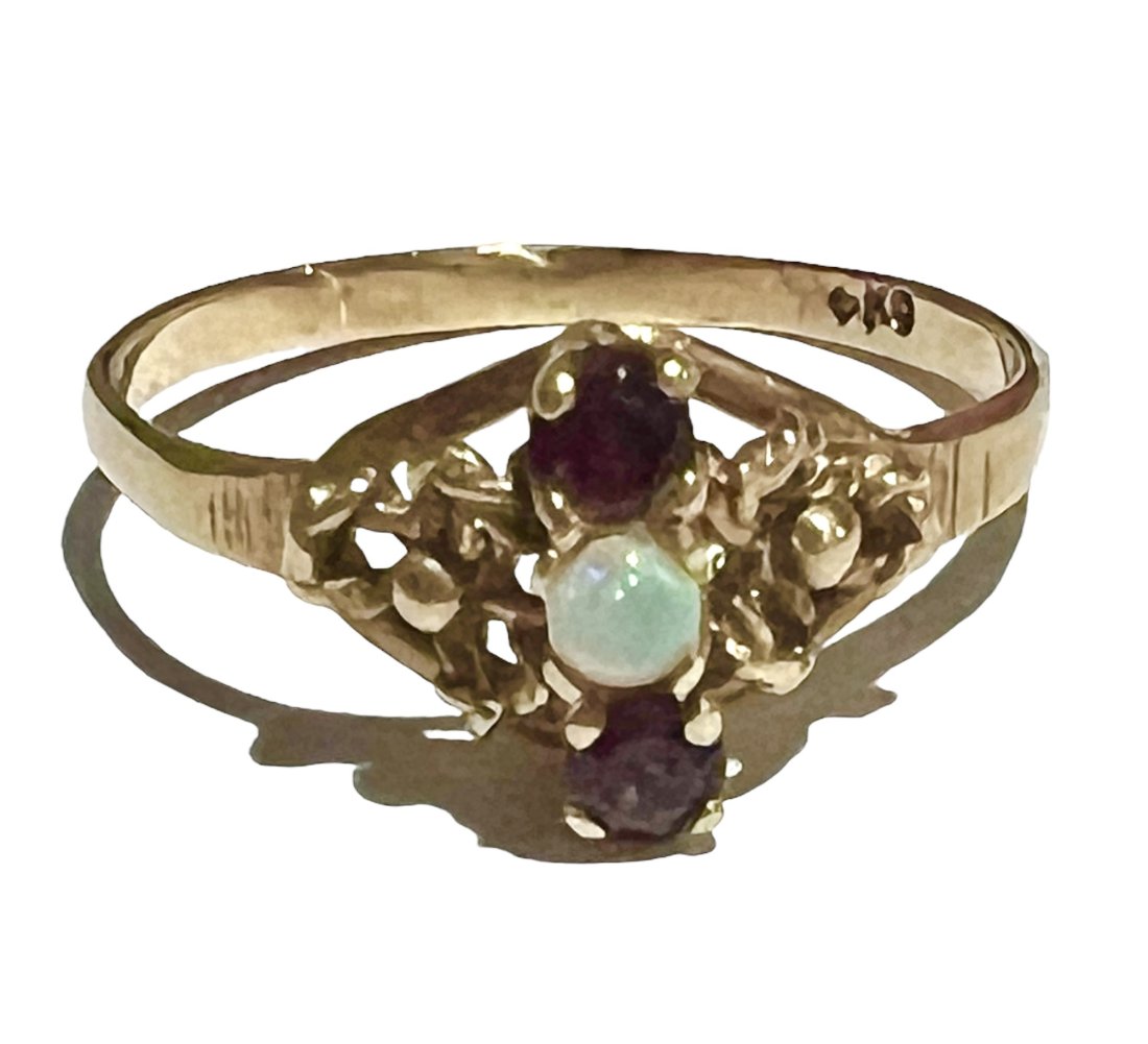 14K Gold Victorian Ring with an Opal and Garnets (1 of 6)