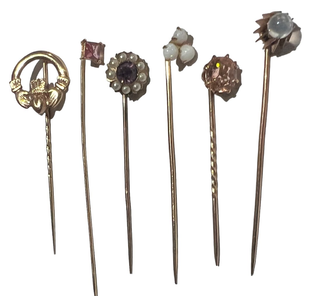 Lot of 6 Victorian Gold Stick Pins 10K and 9K (1 of 5)