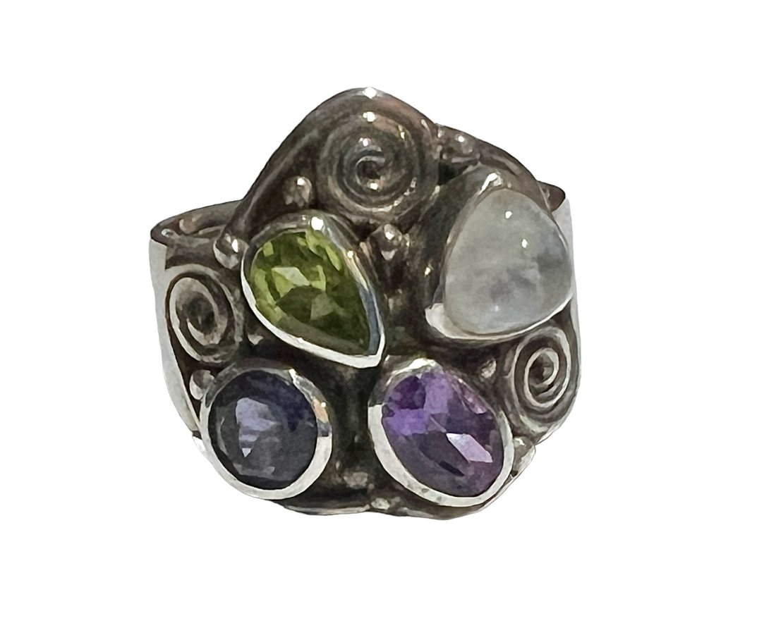 Sajen Sterling Silver Multi Stone Ring with Amethysts (1 of 6)