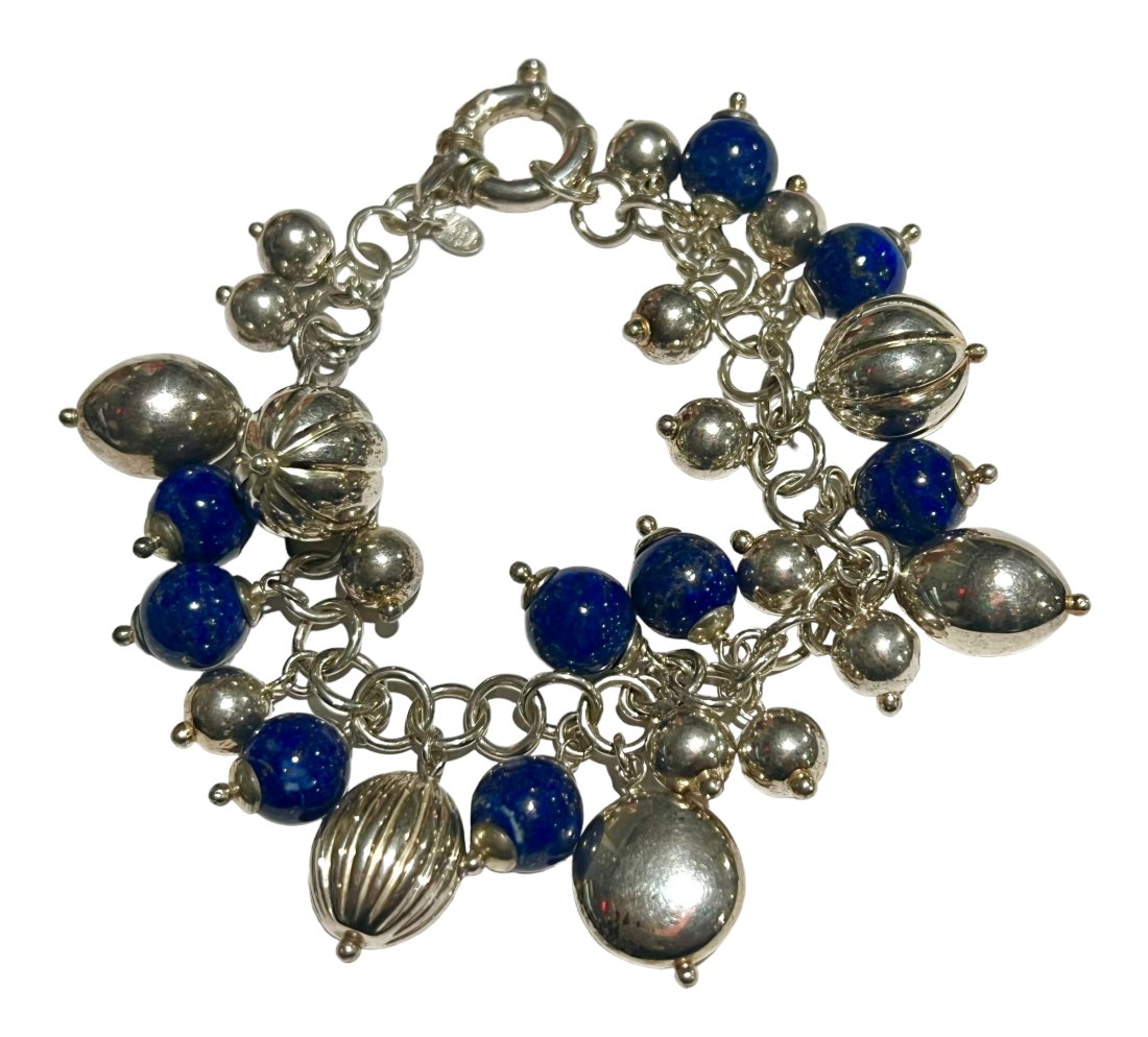 Milor Italy 950 Sterling Silver and Lapis Bracelet (1 of 7)