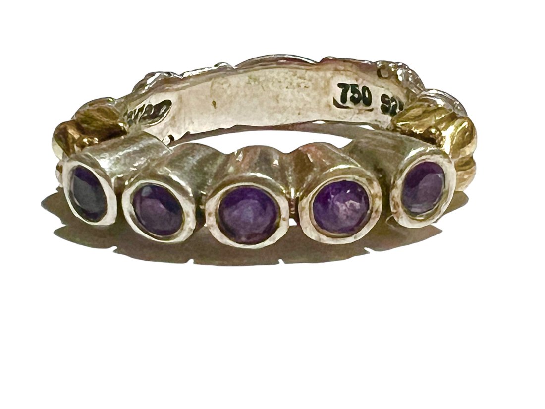Lagos Caviar Sterling Silver 18K Gold and Amethyst Ring (1 of 8)