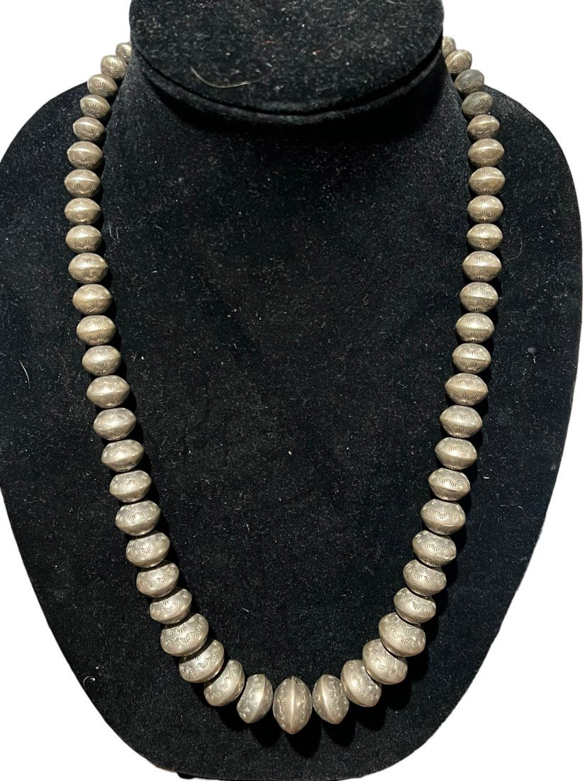 Old Trading Post Native American Navajo Sterling Graduated Bead Necklace (1 of 7)