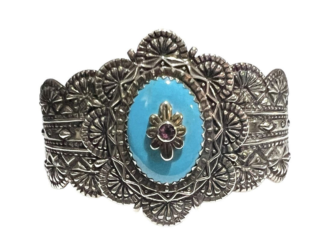 Carolyn Pollack Signature Sterling Silver Turquoise and Amethyst  Cuff Bracelet (1 of 11)