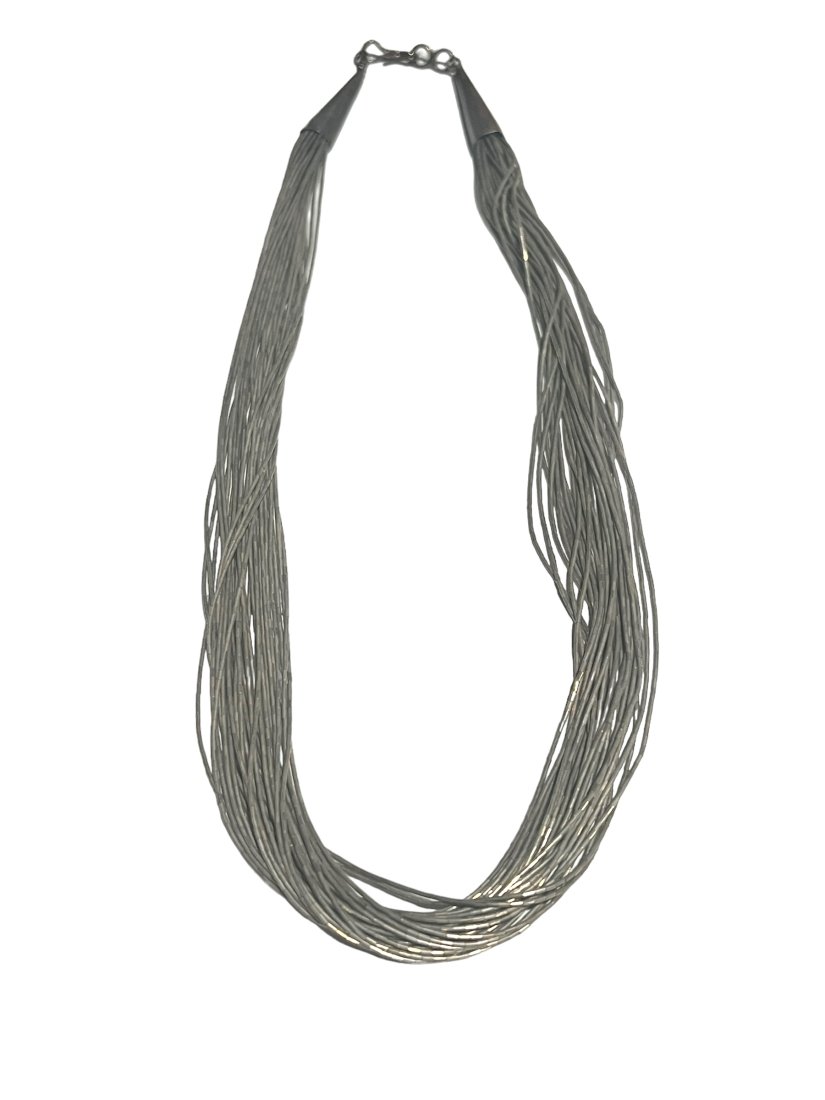 Native American Liquid Silver Sterling Necklace 30 Strands (1 of 4)