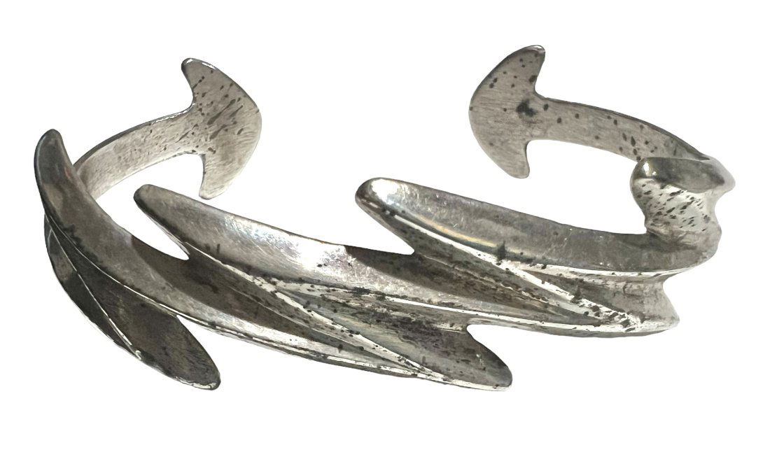 Sterling Silver Native American Navajo Lightning Arrows Cuff Bracelet Signed TR (1 of 8)