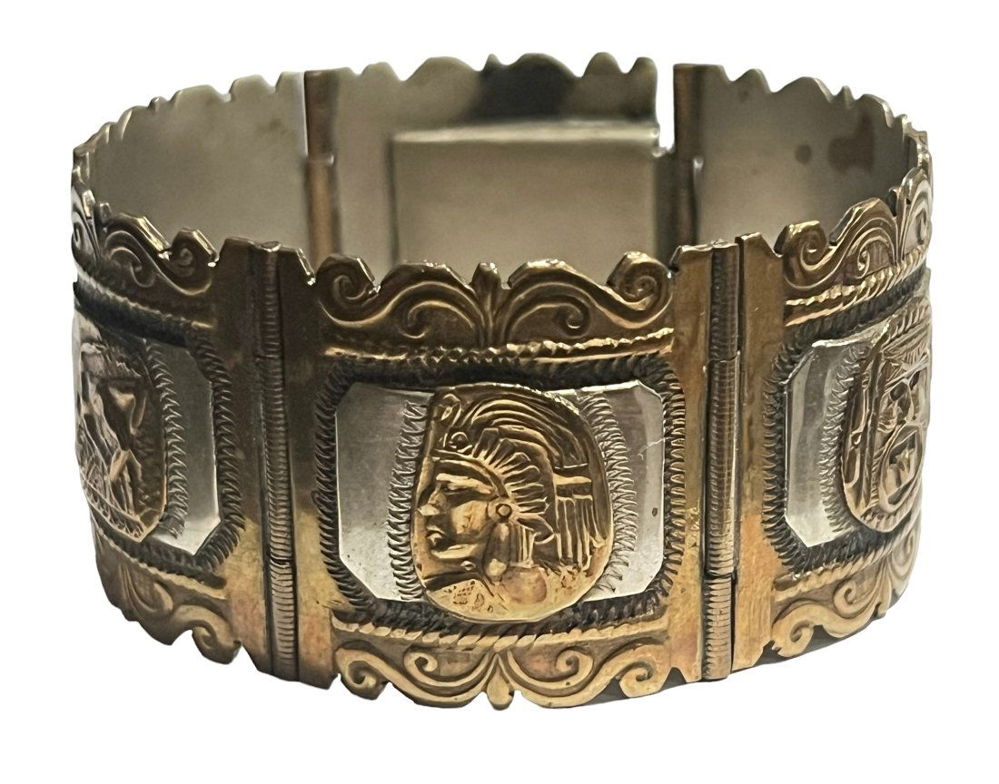 Mid Century Modern Mexican Sterling Silver Wide Bracelet (1 of 8)