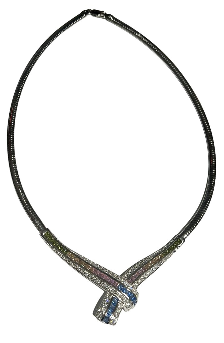 Italian Sterling Silver Necklace with Multicolor Stones (1 of 6)