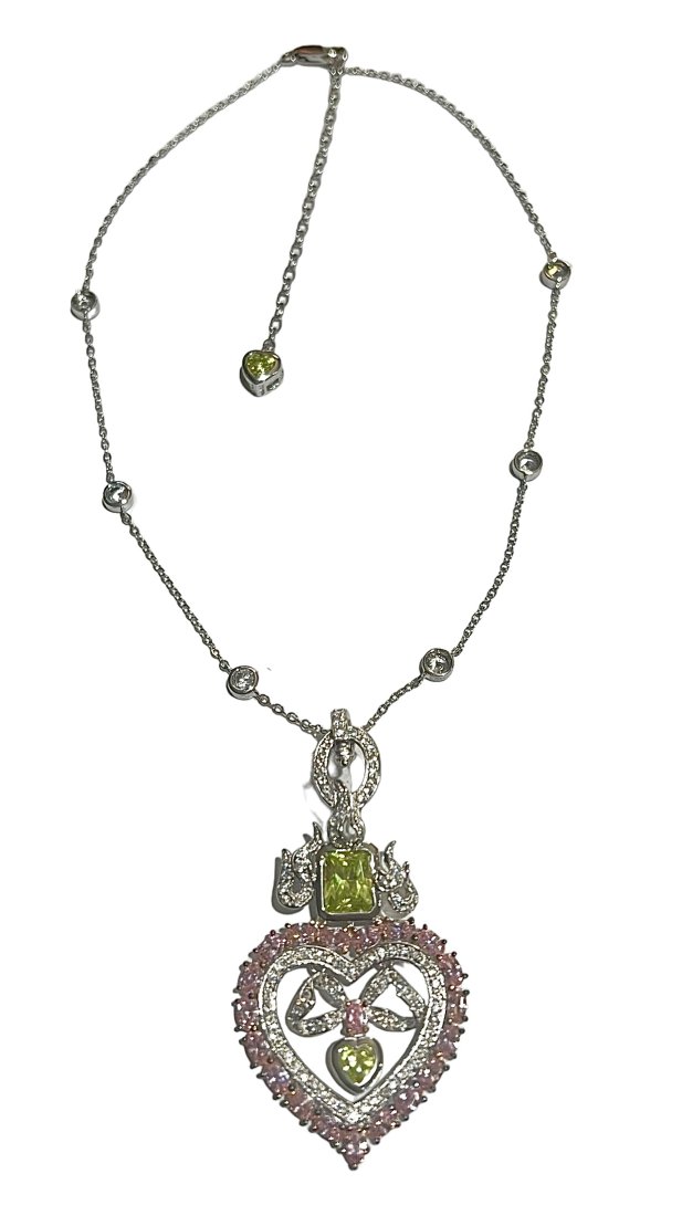 Ross Simons Sterling Silver Necklace with Enhancer in Pink and Green (1 of 7)