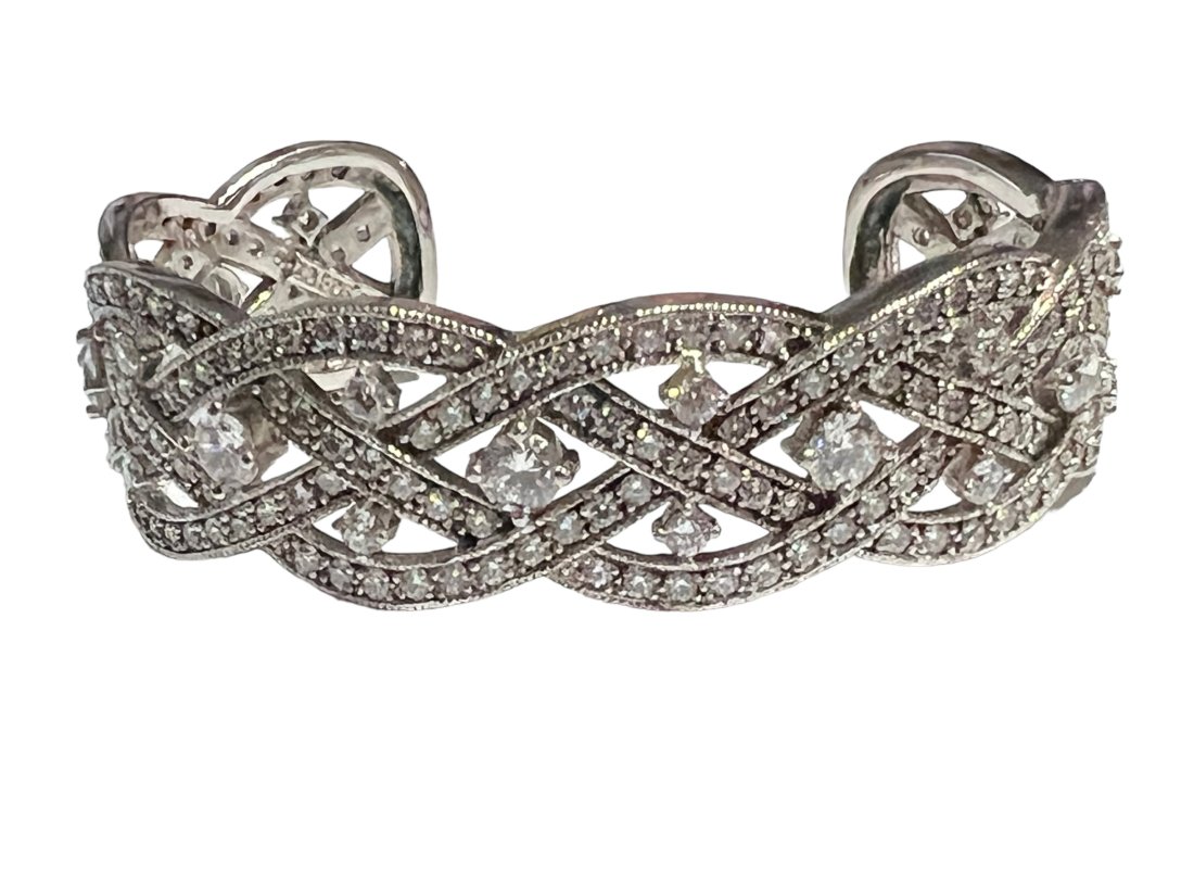 ESPO Sterling Silver Cuff Bracelet with Lots of Sparkle LG Size (1 of 7)